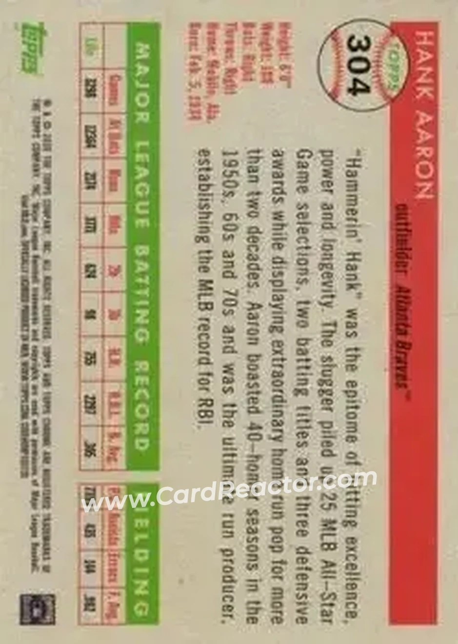 Back of Hank Aaron