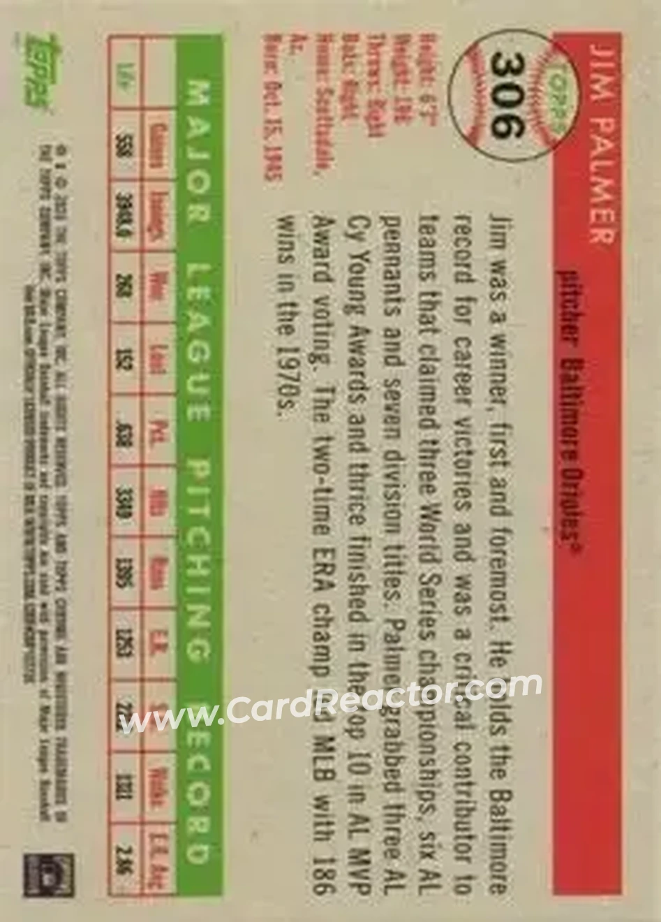 Back of Jim Palmer