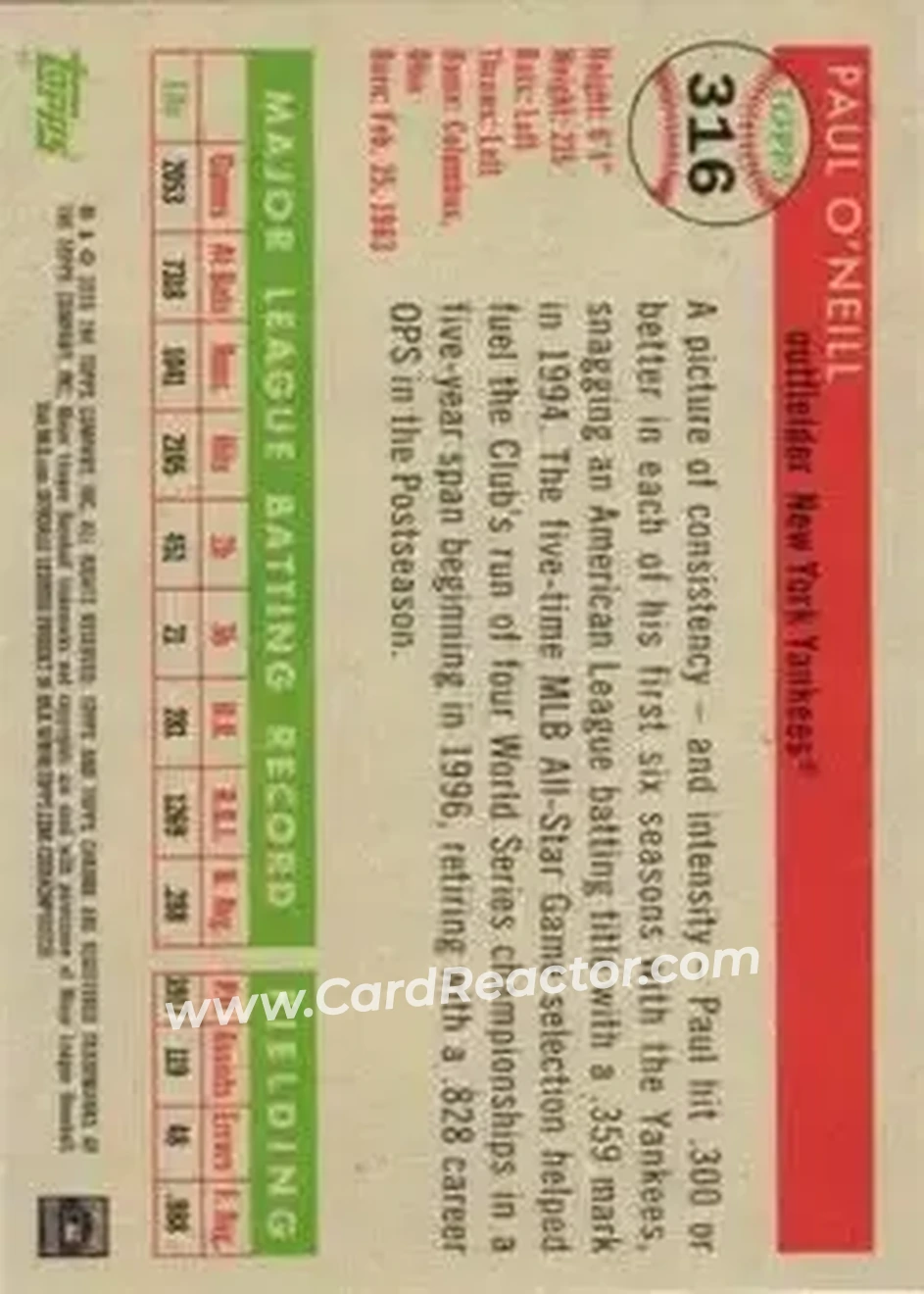 Back of Paul O'Neill