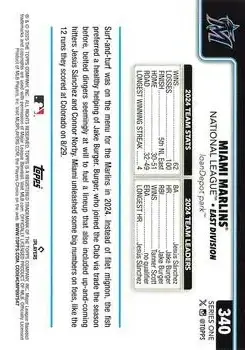 2025 Topps #340 - Miami Marlins - Miami Marlins - Back