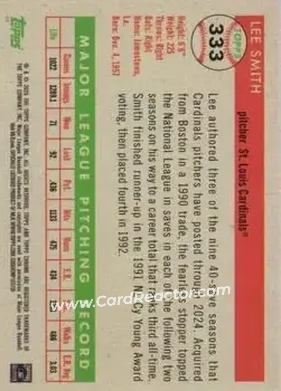 Back of Lee Smith