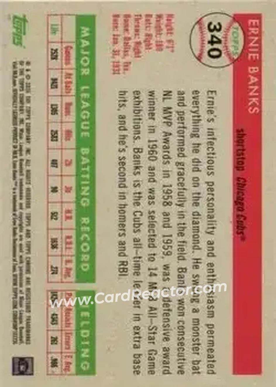 Back of Ernie Banks