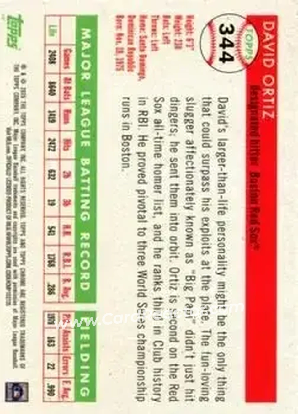 Back of David Ortiz