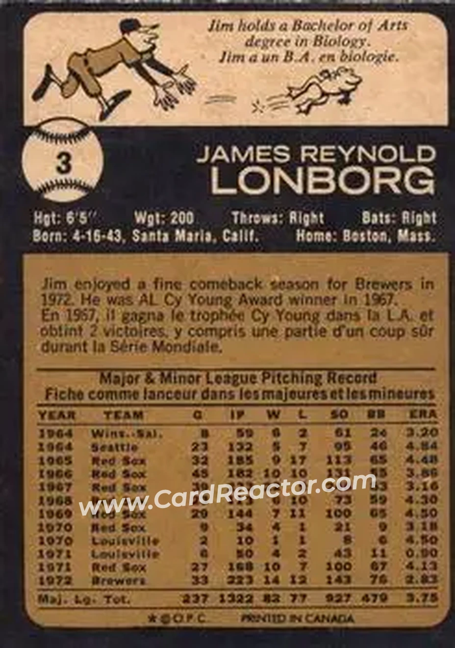 Back of Jim Lonborg