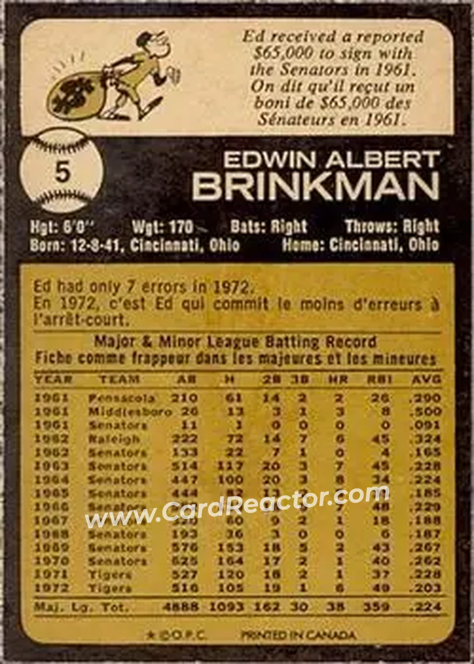 Back of Ed Brinkman