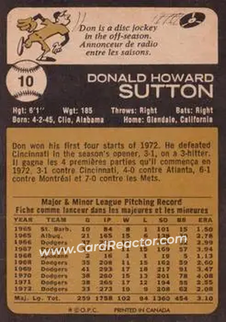 Back of Don Sutton