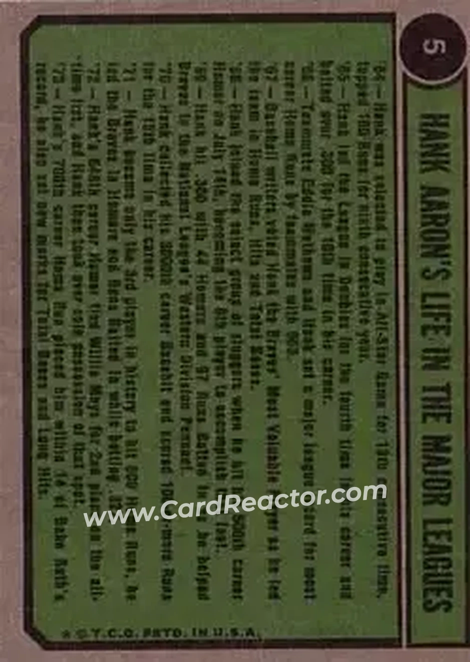 Back of Card #5