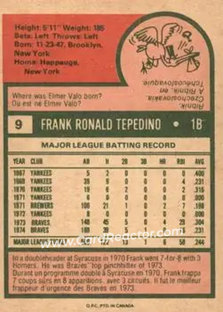 Back of Frank Tepedino