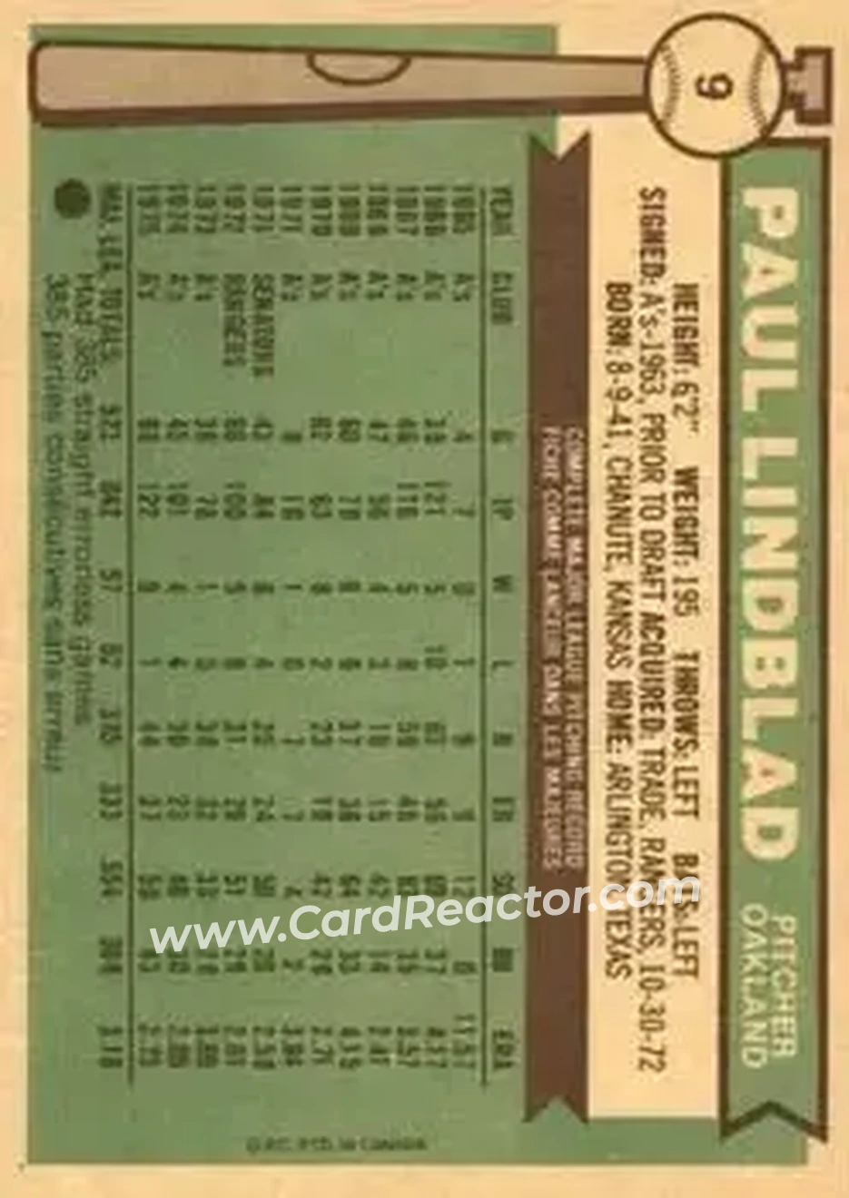 Back of Paul Lindblad