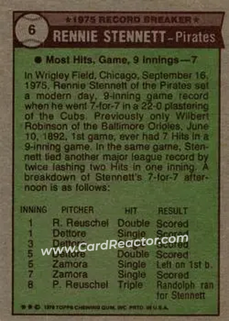 Back of Rennie Stennett