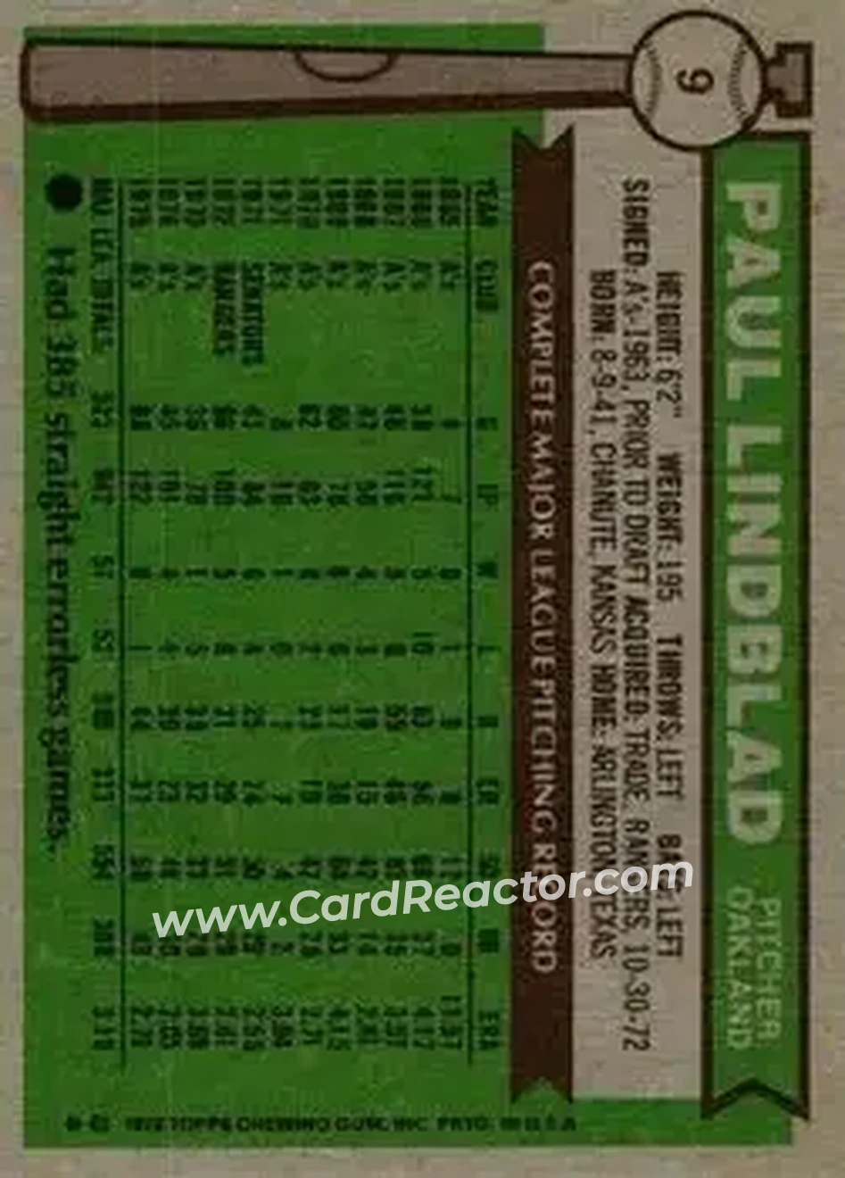 Back of Paul Lindblad