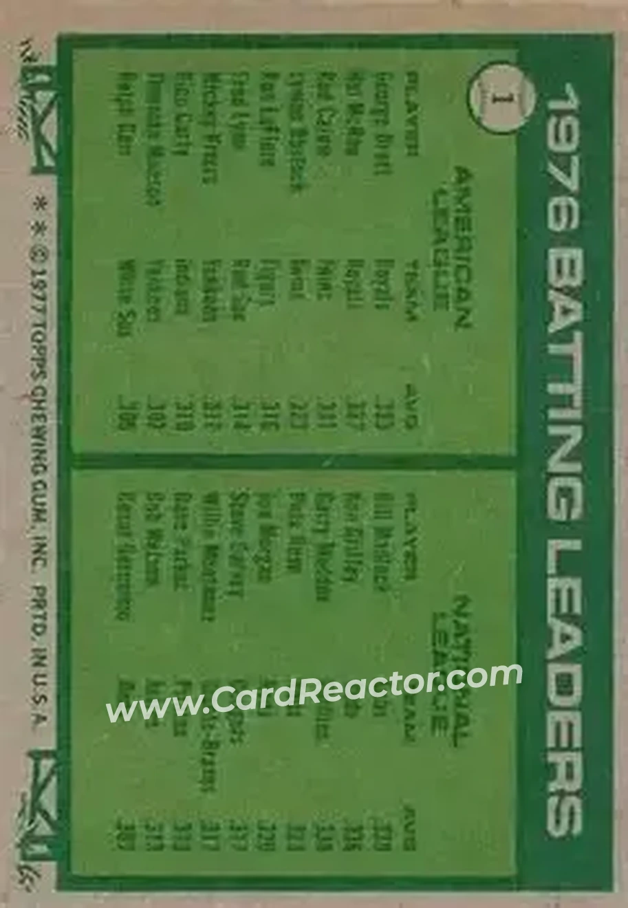 Back of Card #1