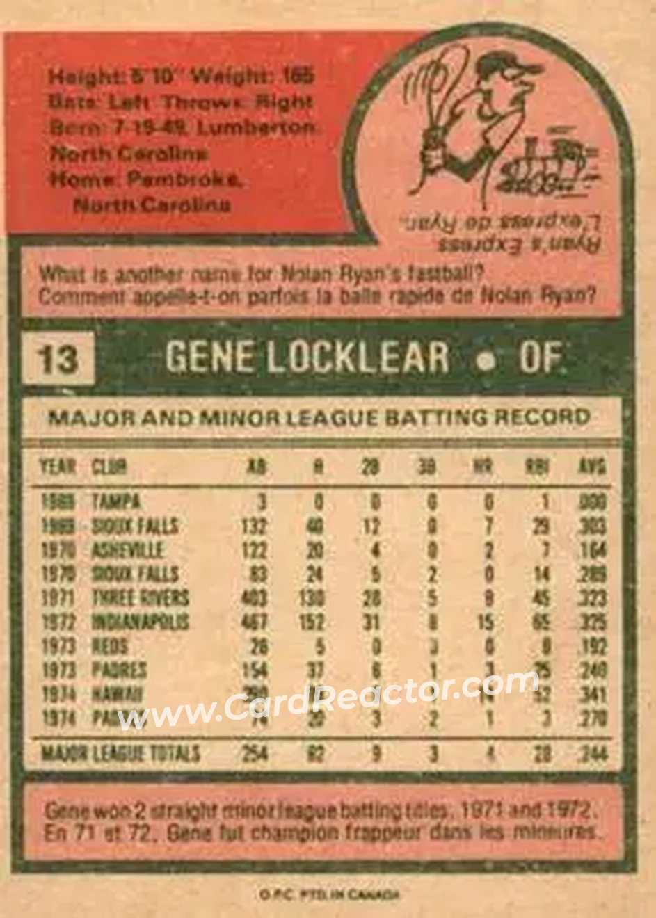 Back of Gene Locklear