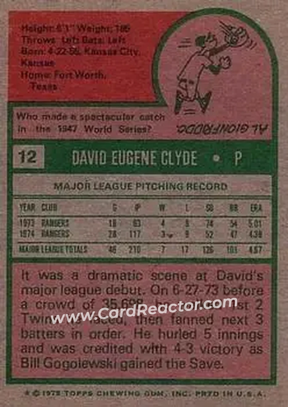 Back of David Clyde