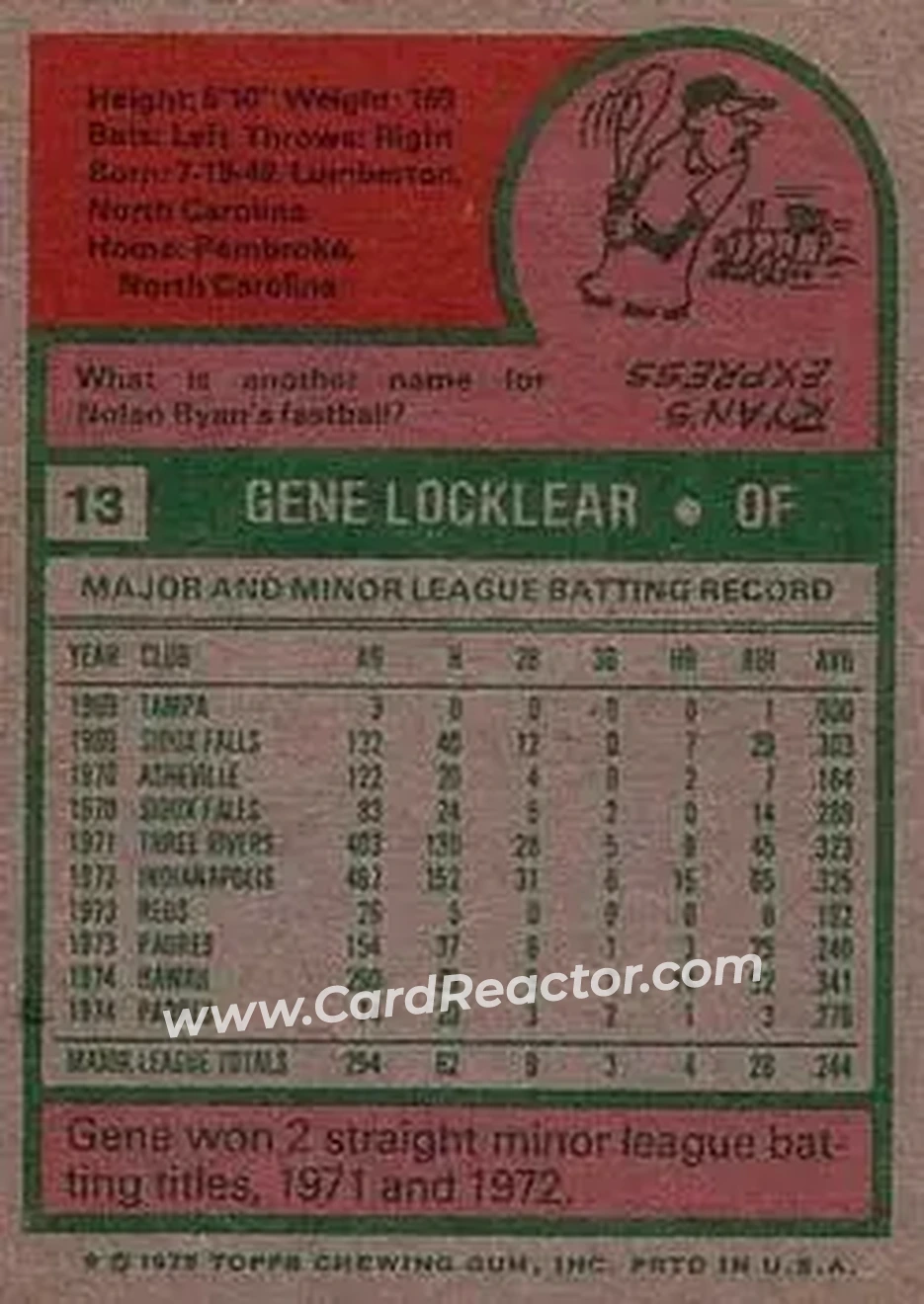 Back of Gene Locklear