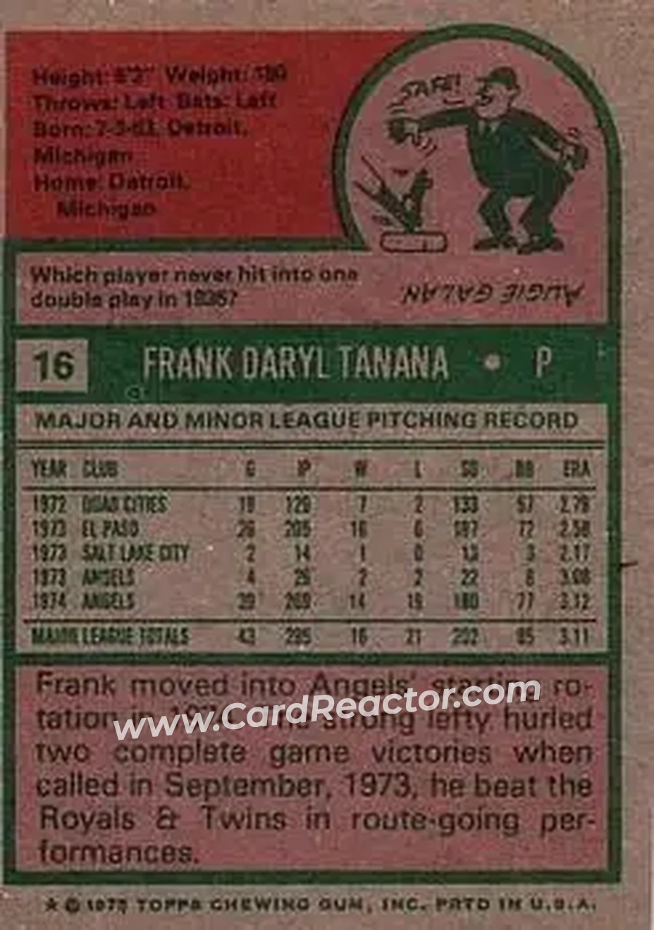 Back of Frank Tanana