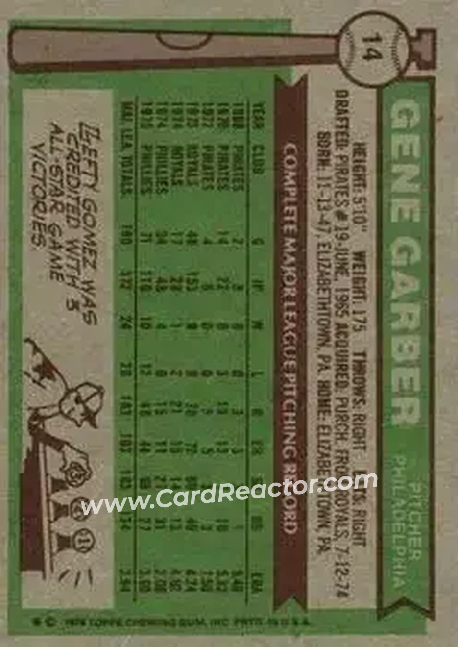 Back of Gene Garber