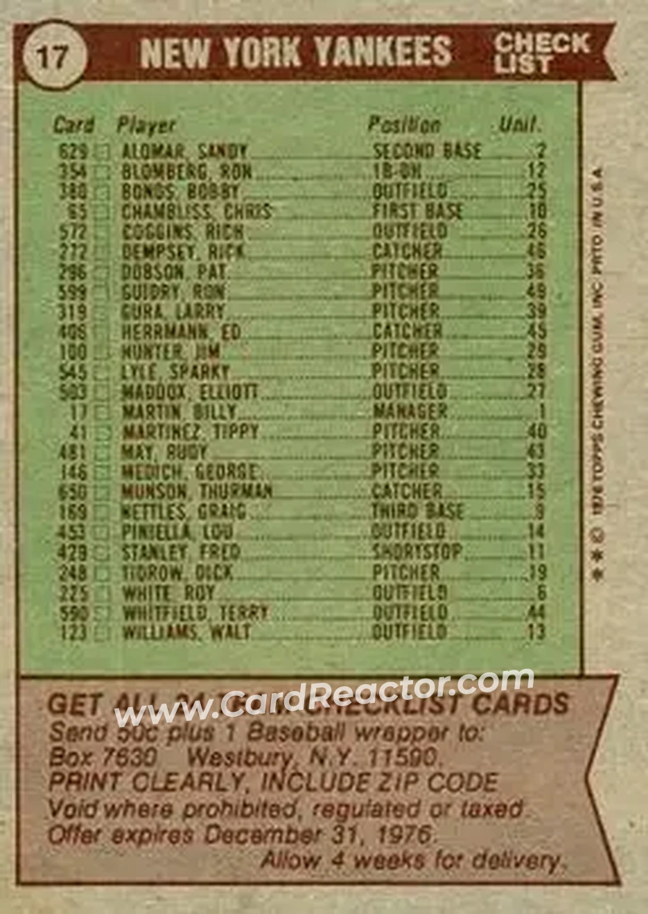 Back of Card #17