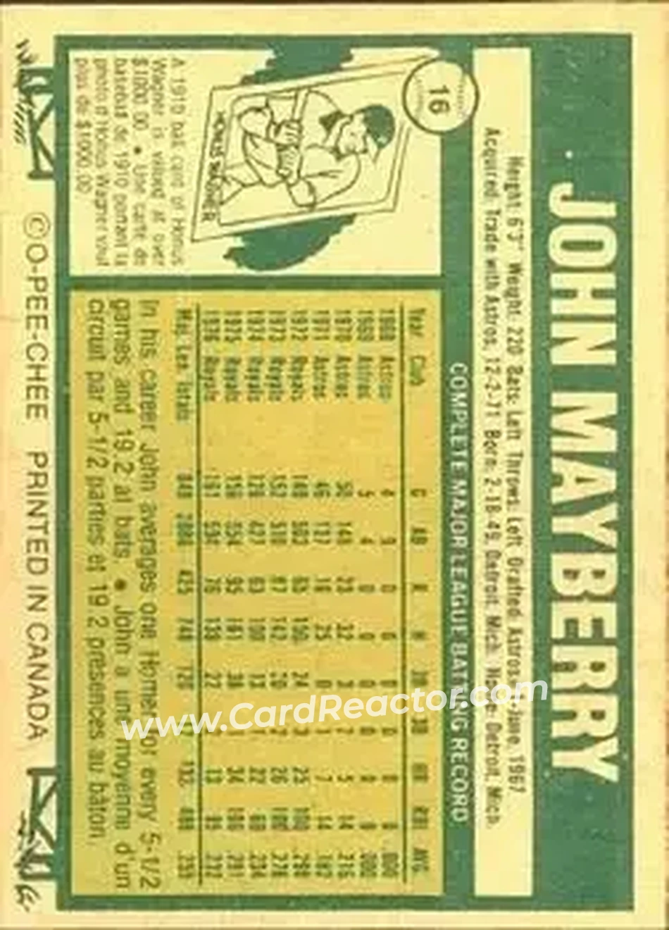 Back of John Mayberry