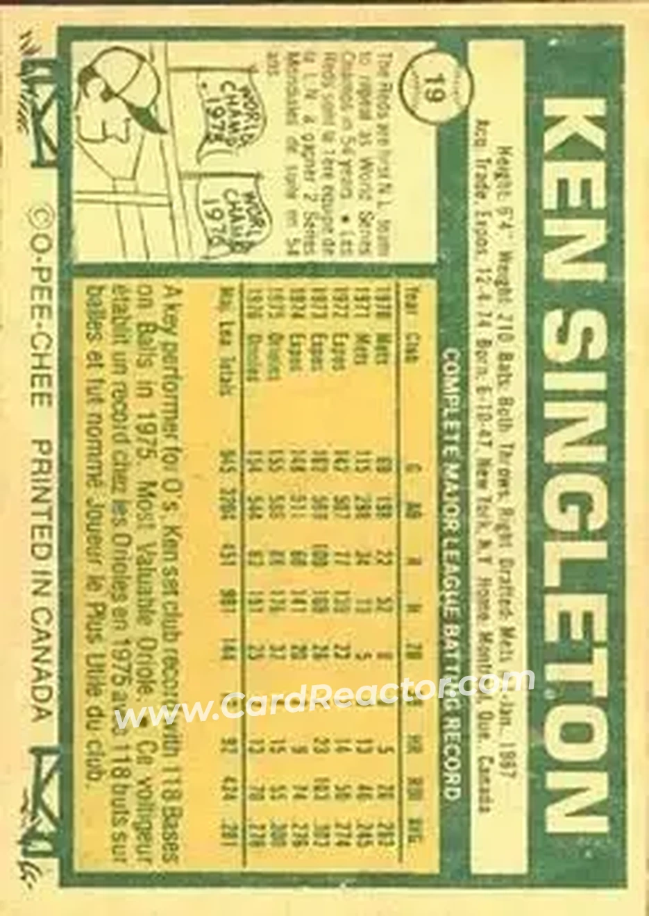 Back of Ken Singleton