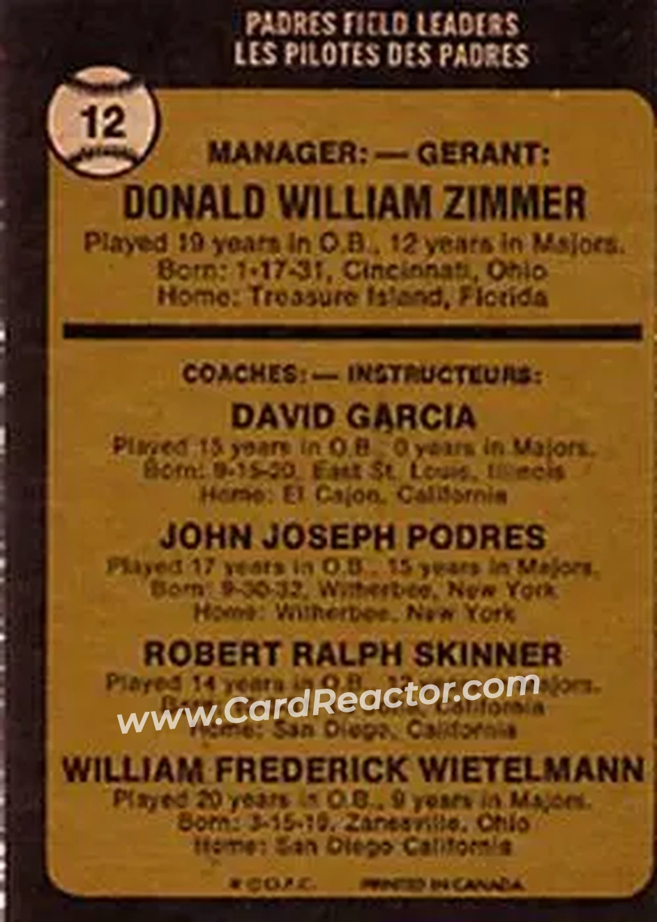 Back of Card #12