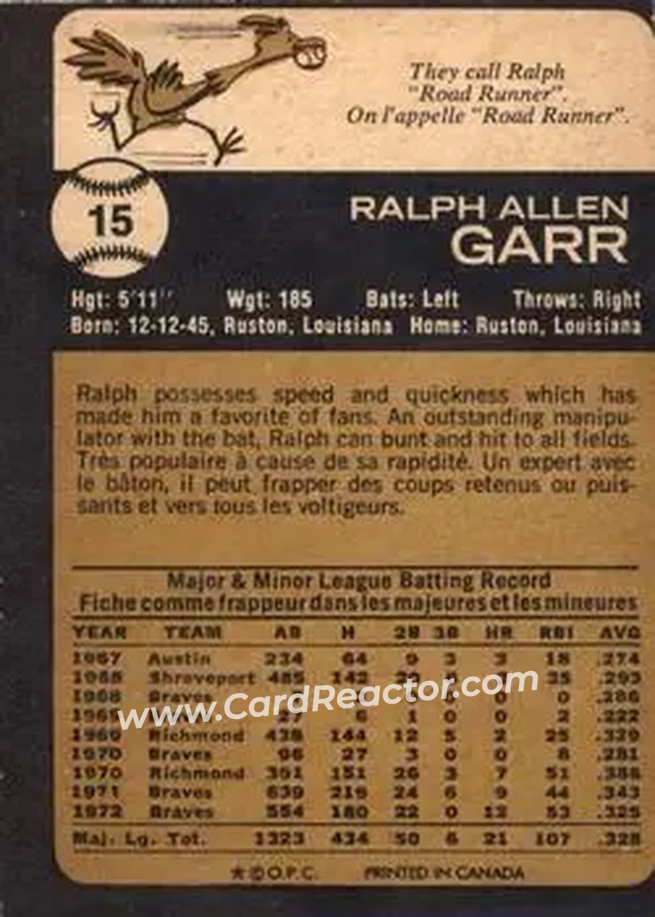 Back of Ralph Garr