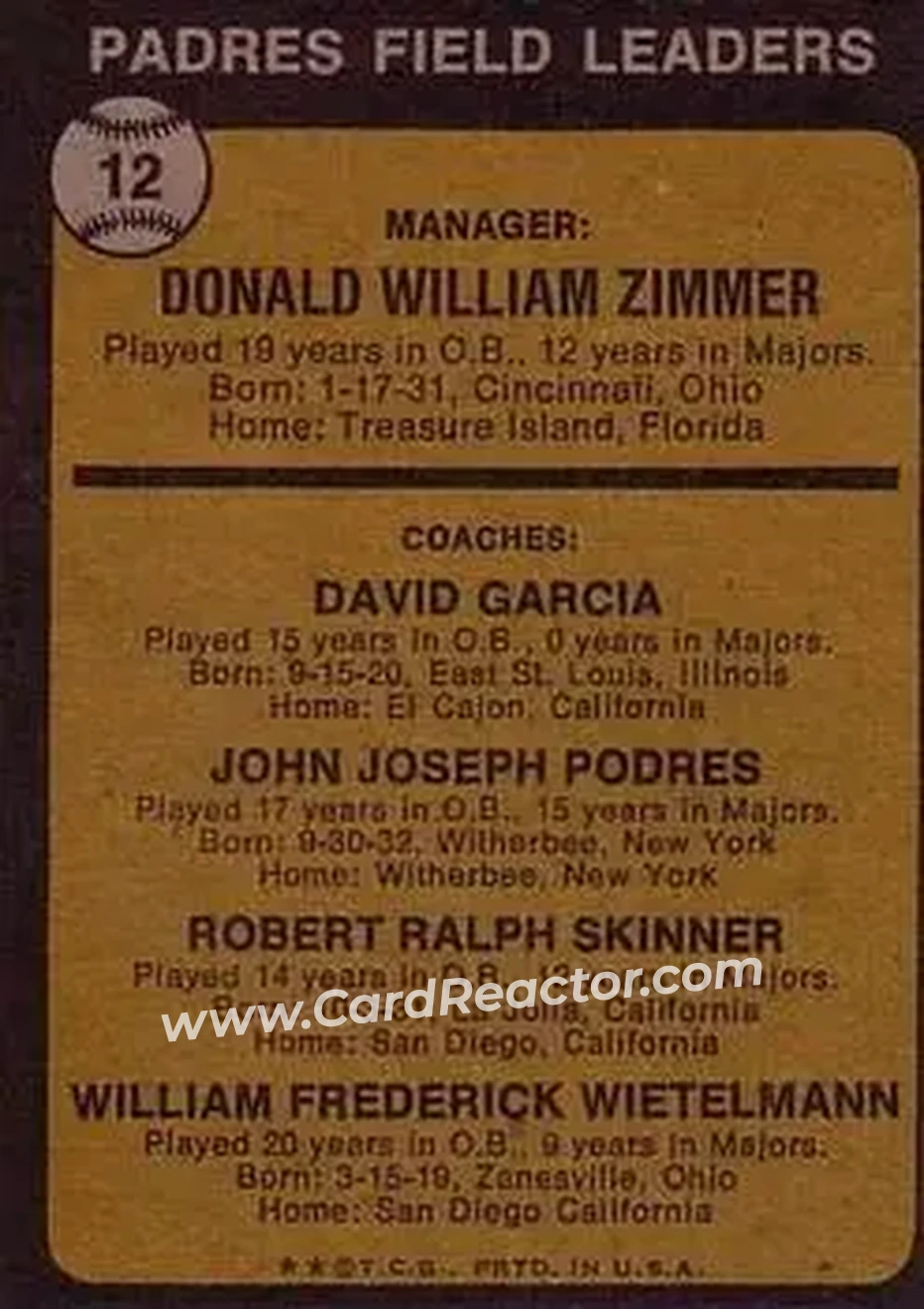 Back of Card #12