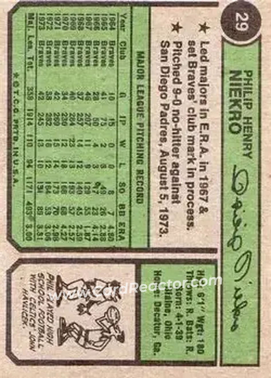 Back of Phil Niekro