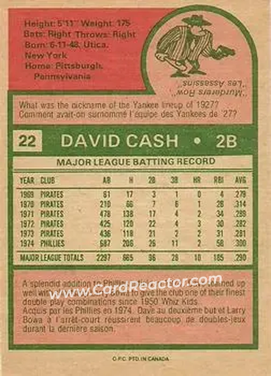 Back of Dave Cash