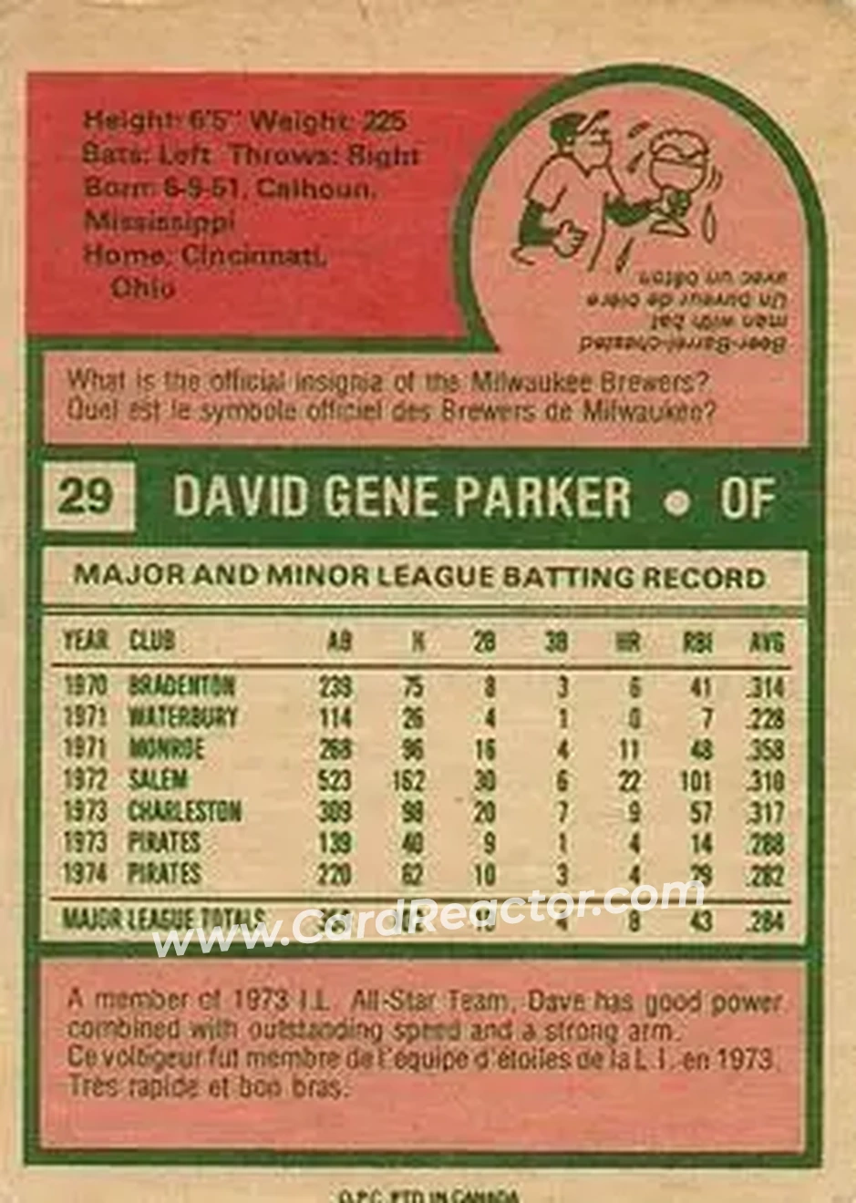 Back of Dave Parker