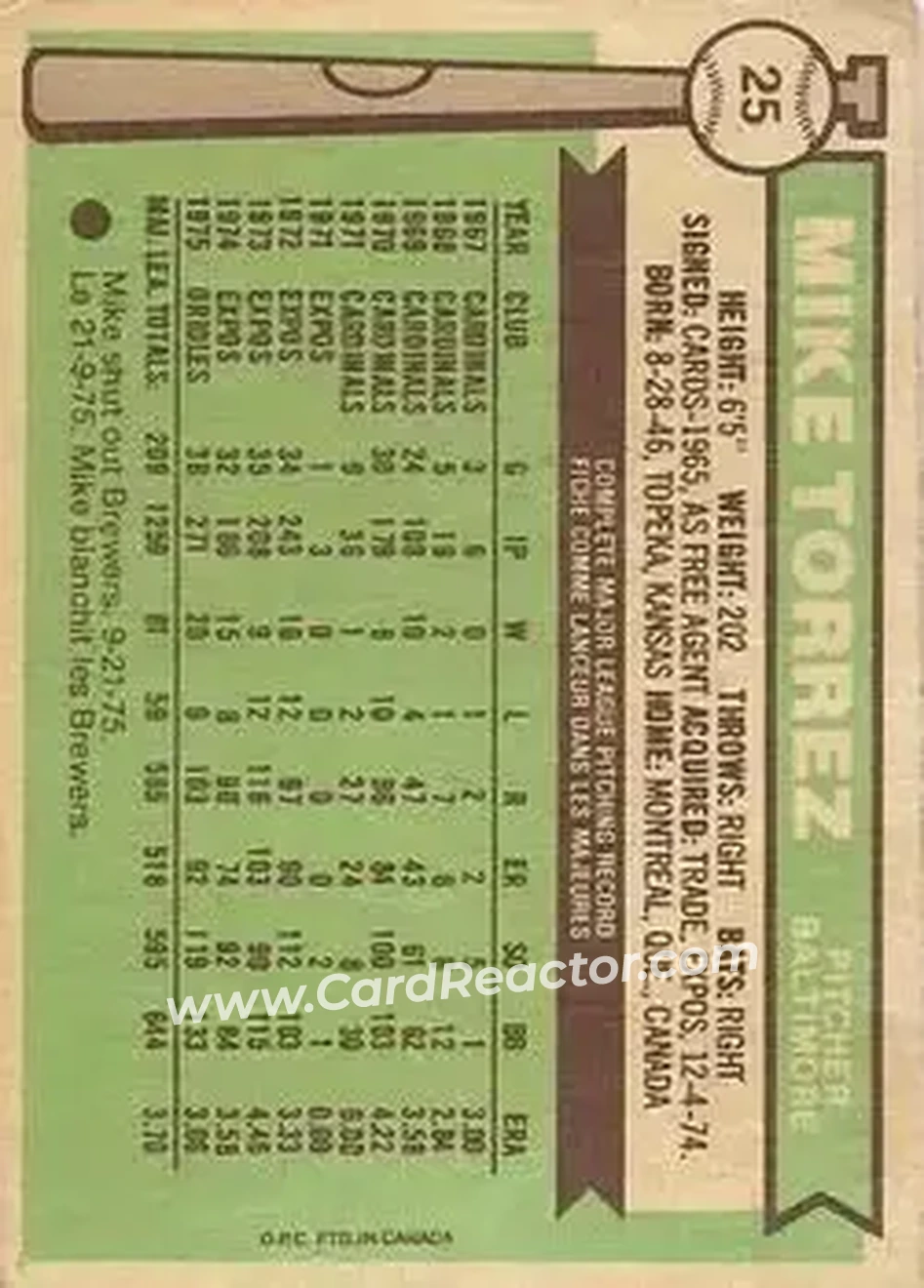 Back of Mike Torrez