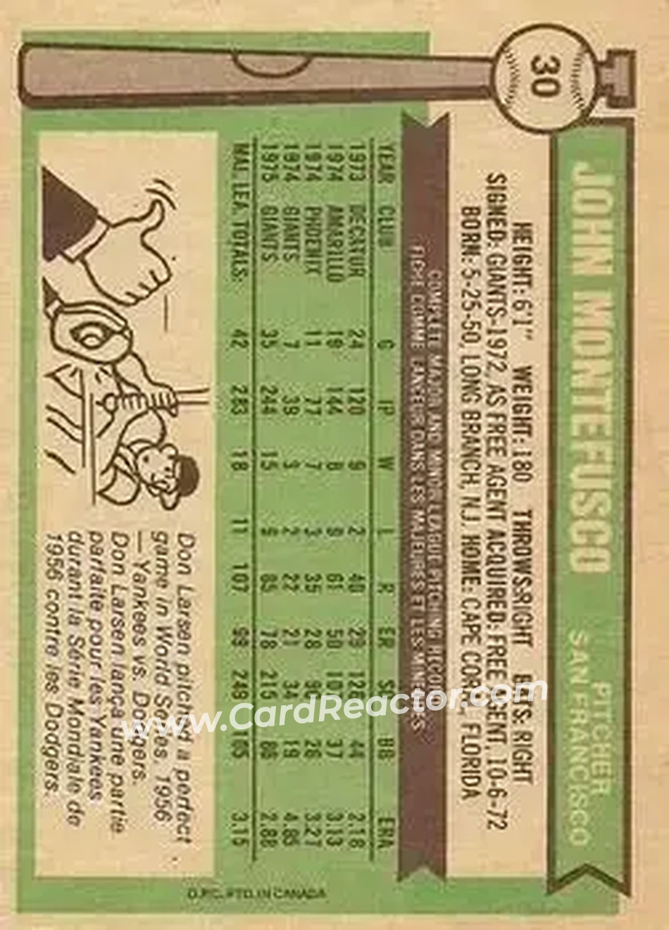 Back of John Montefusco