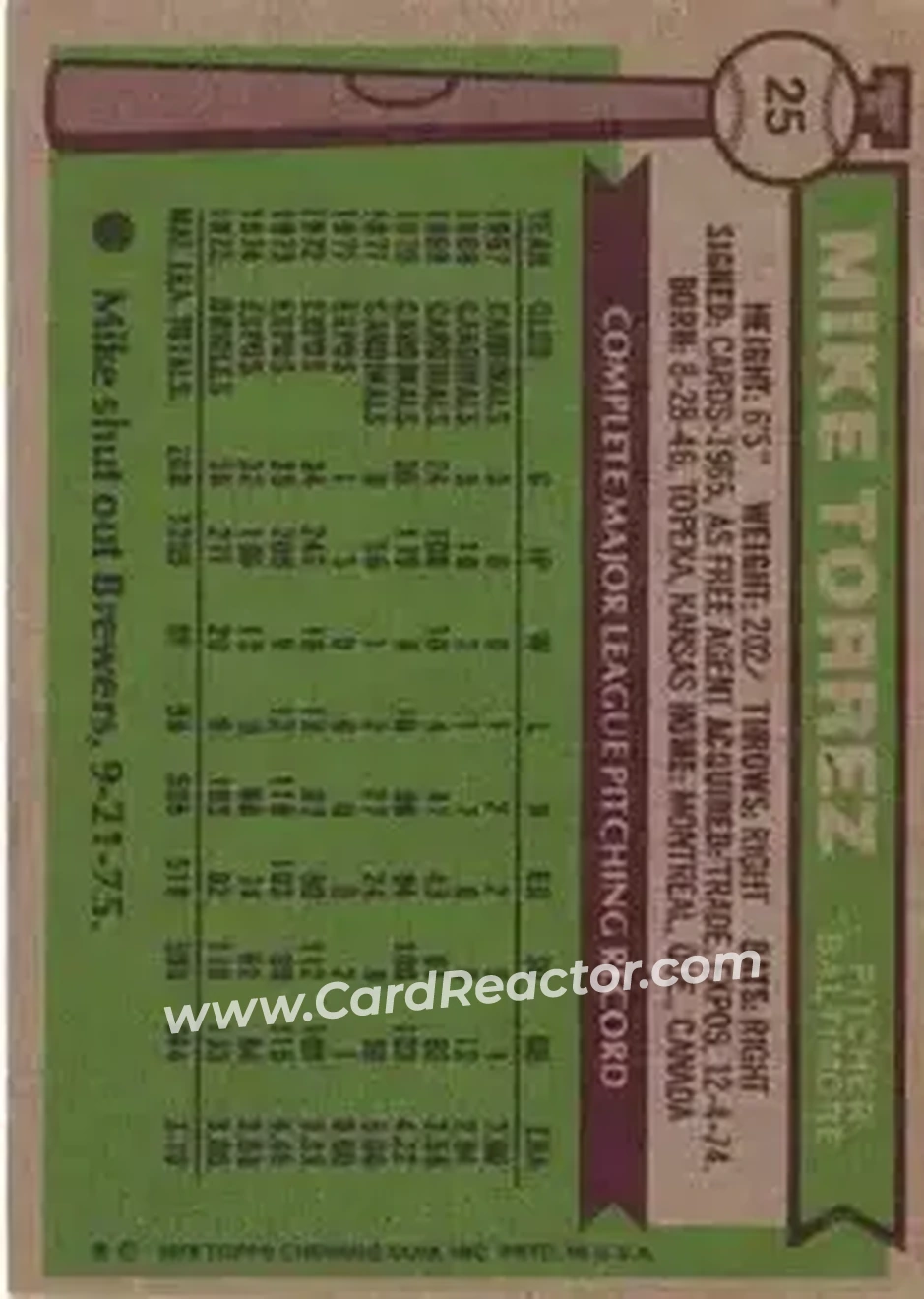 Back of Mike Torrez