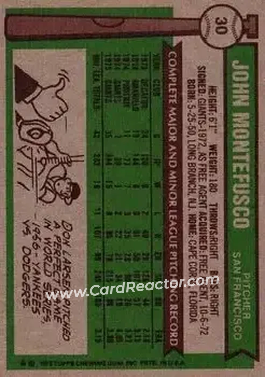 Back of John Montefusco