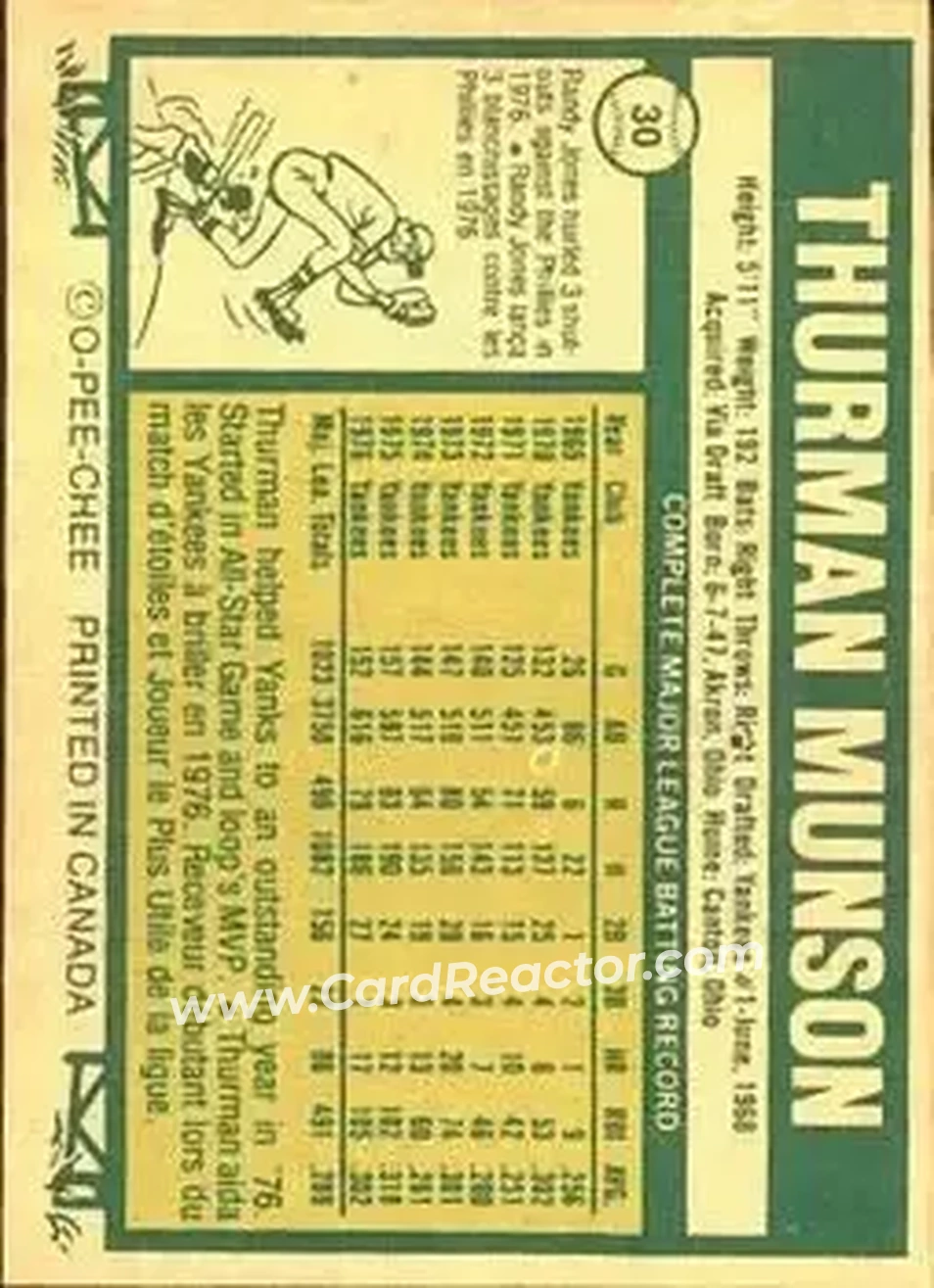 Back of Thurman Munson