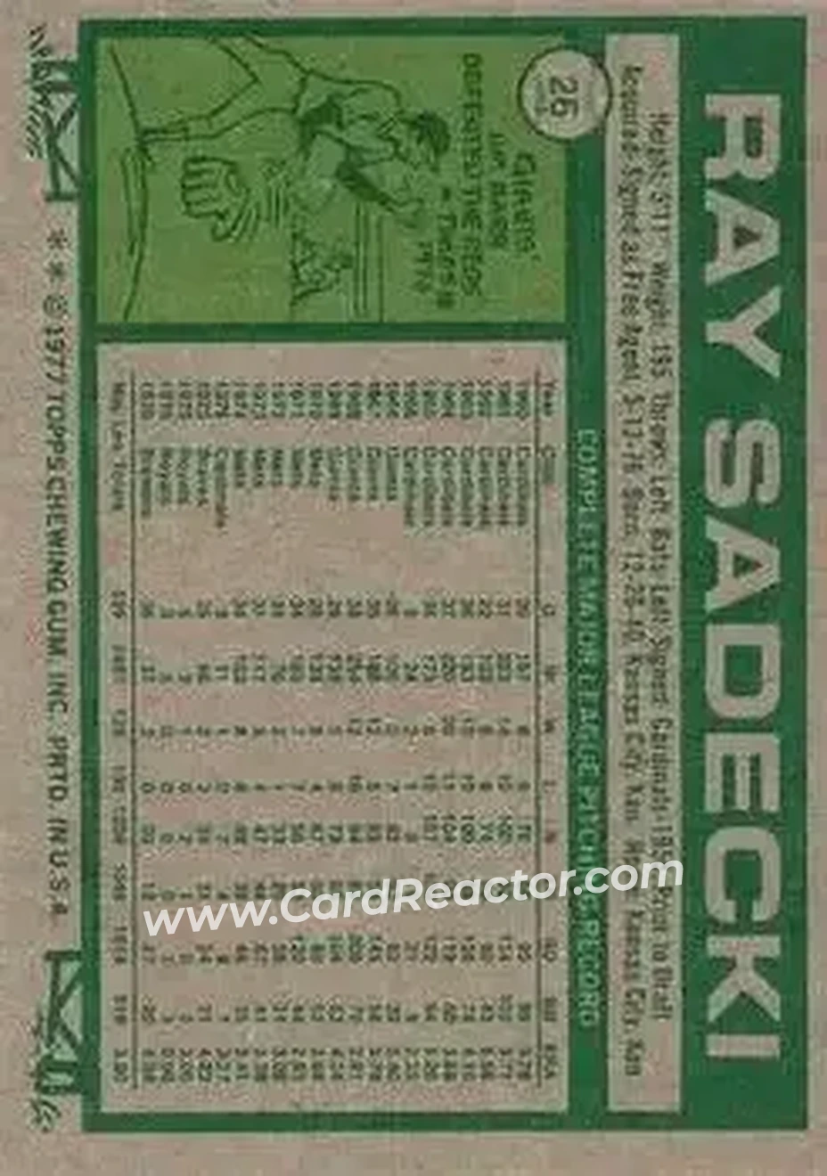 Back of Ray Sadecki