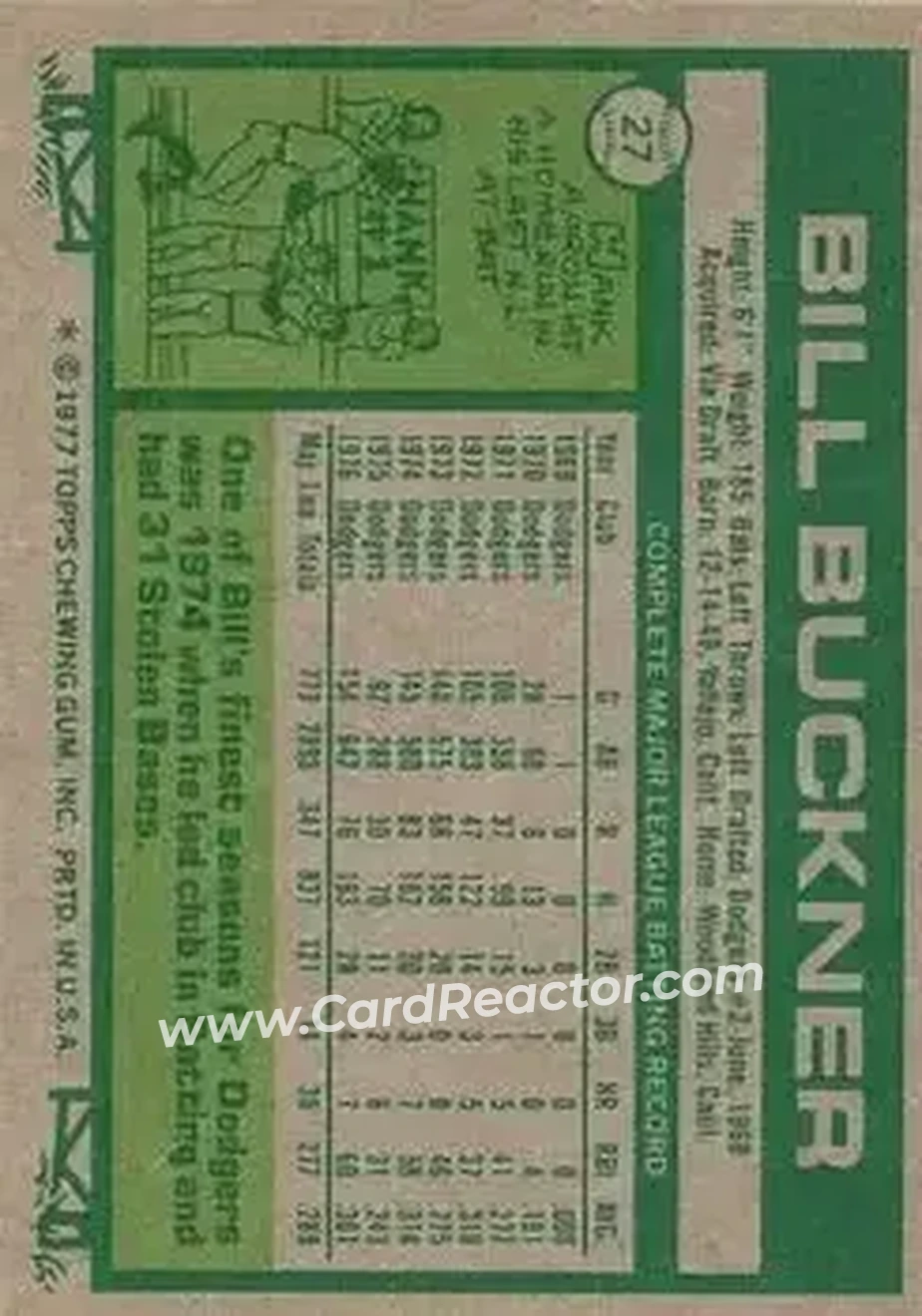 Back of Bill Buckner