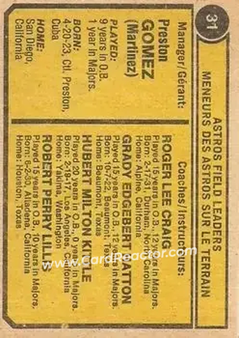 Back of Card #31