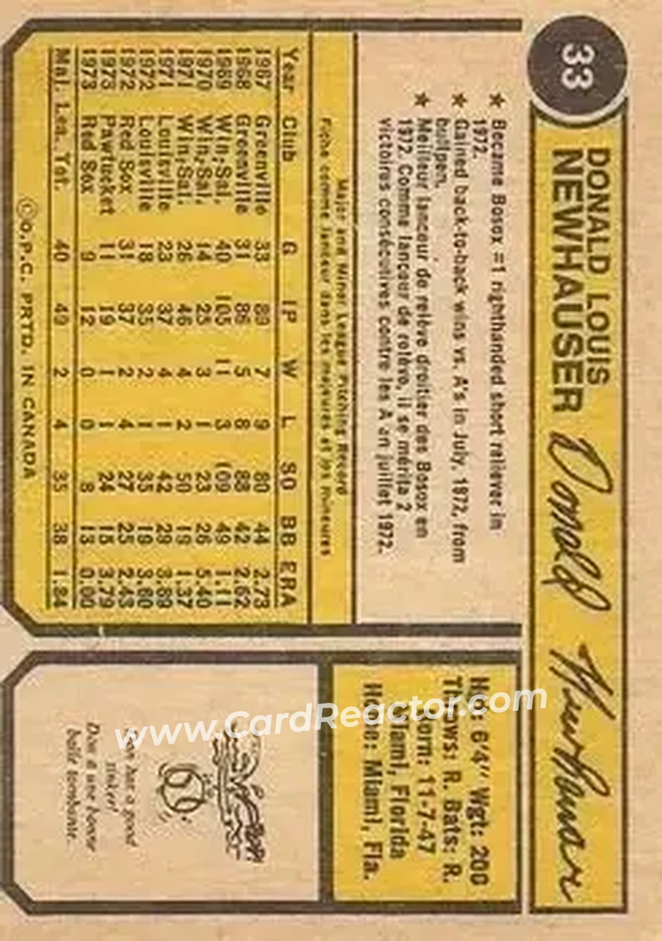 Back of Don Newhauser