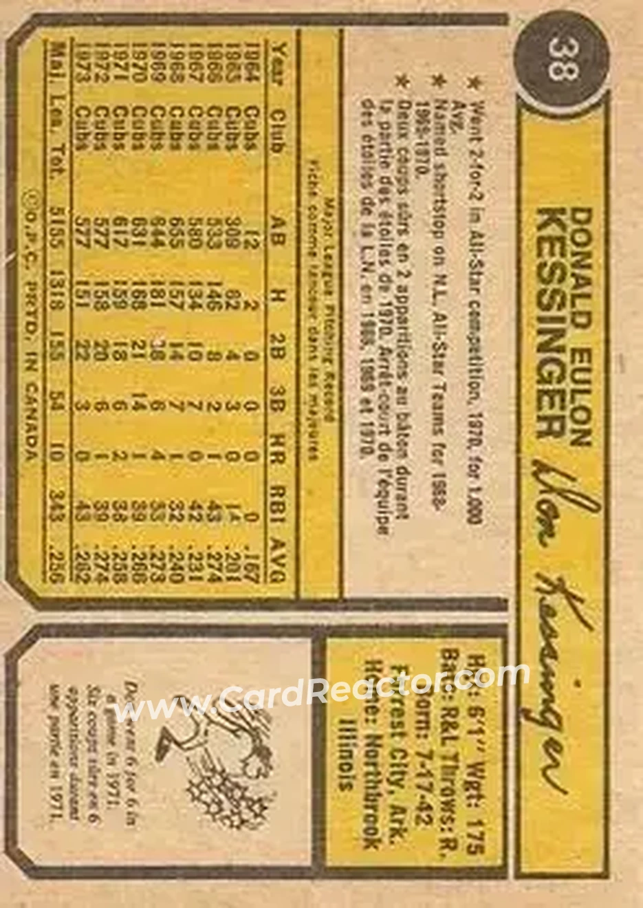 Back of Don Kessinger