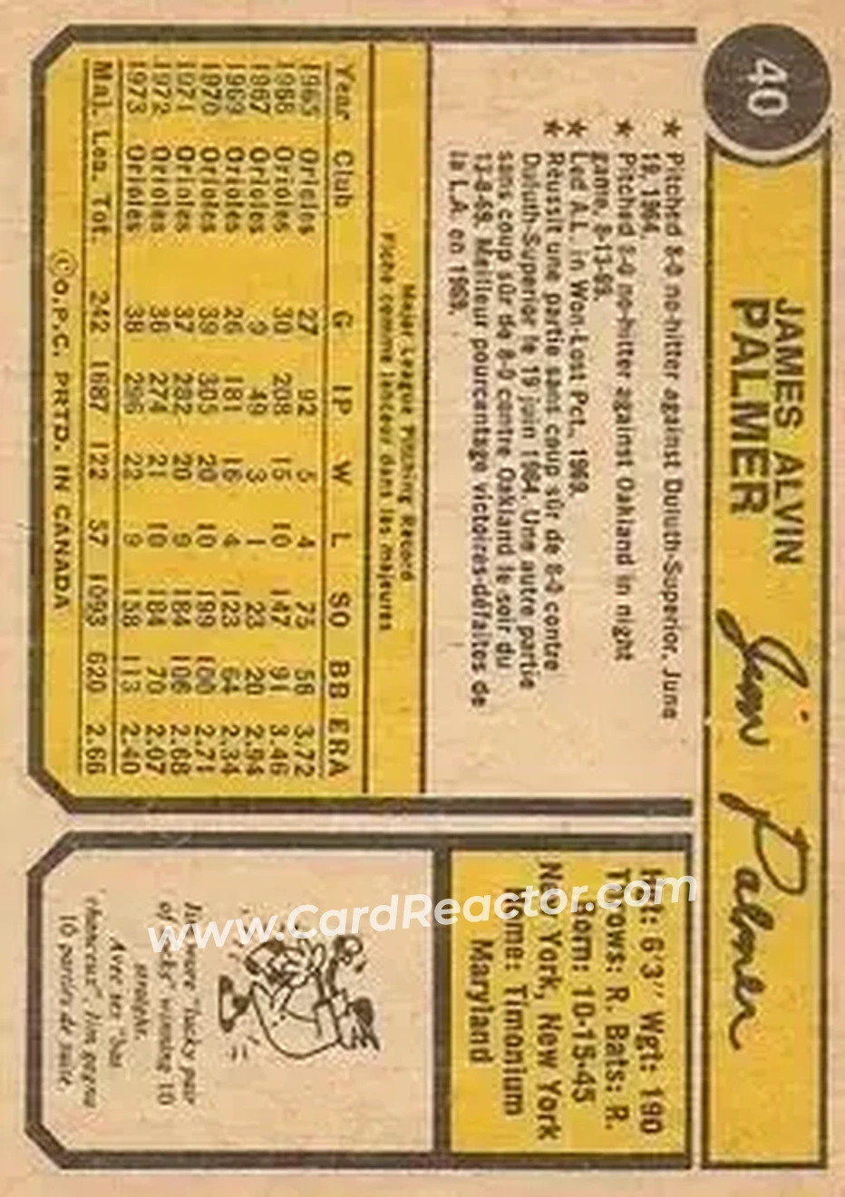 Back of Jim Palmer