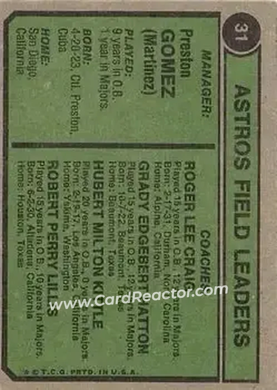 Back of Card #31