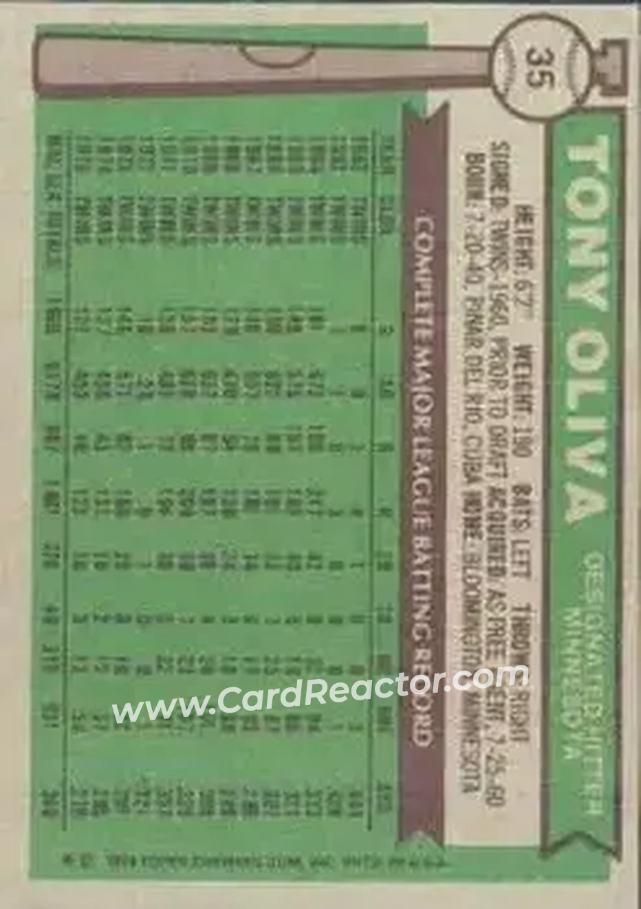 Back of Tony Oliva