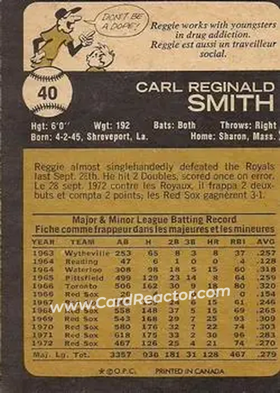 Back of Reggie Smith