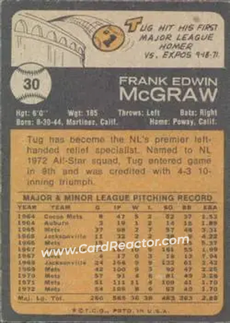 Back of Tug McGraw