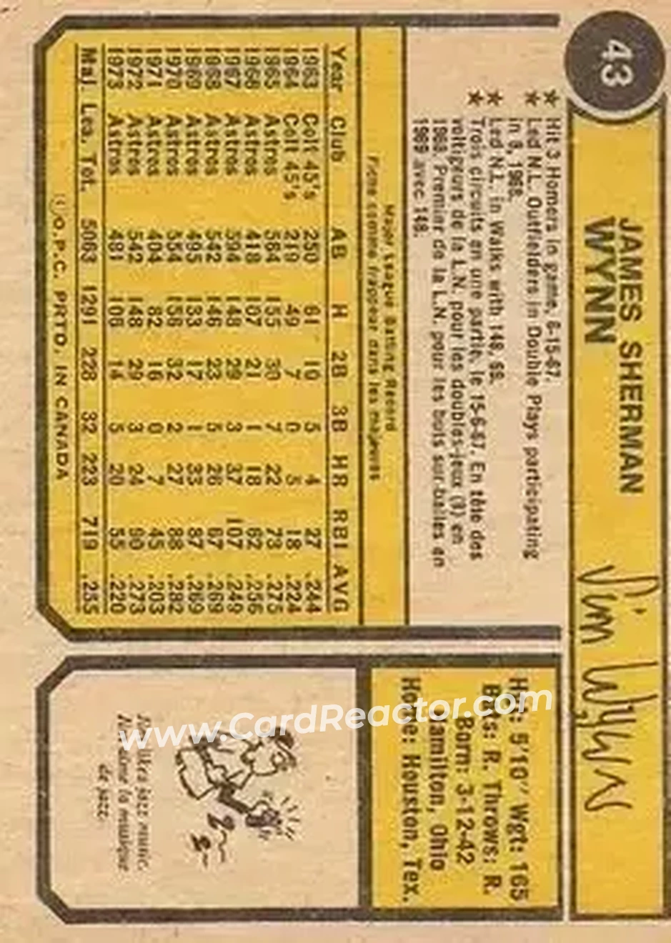Back of Jim Wynn