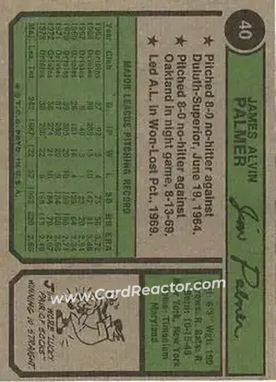 Back of Jim Palmer