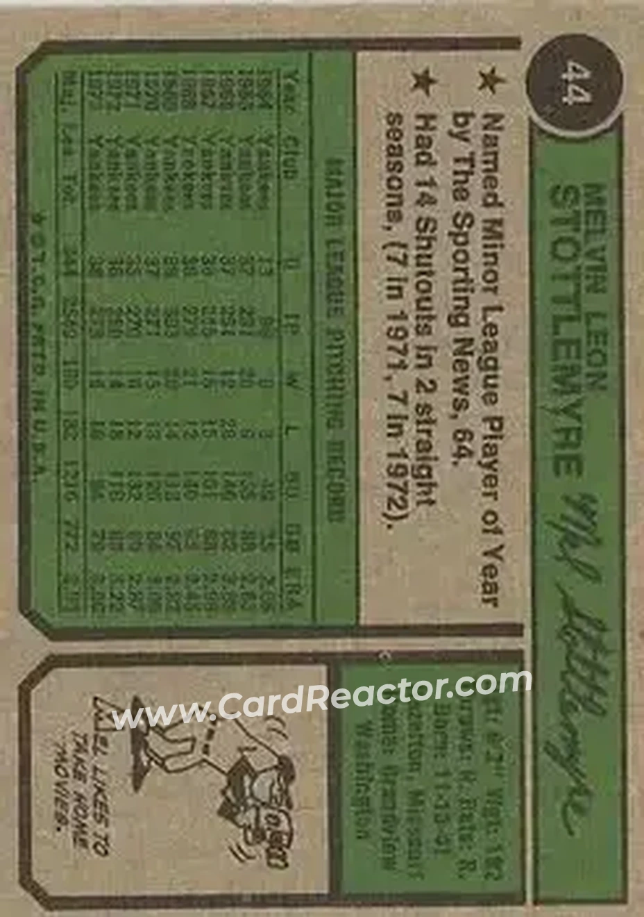 Back of Mel Stottlemyre