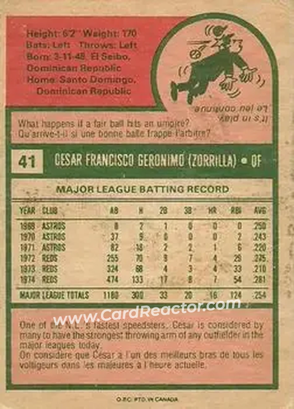Back of Cesar Geronimo