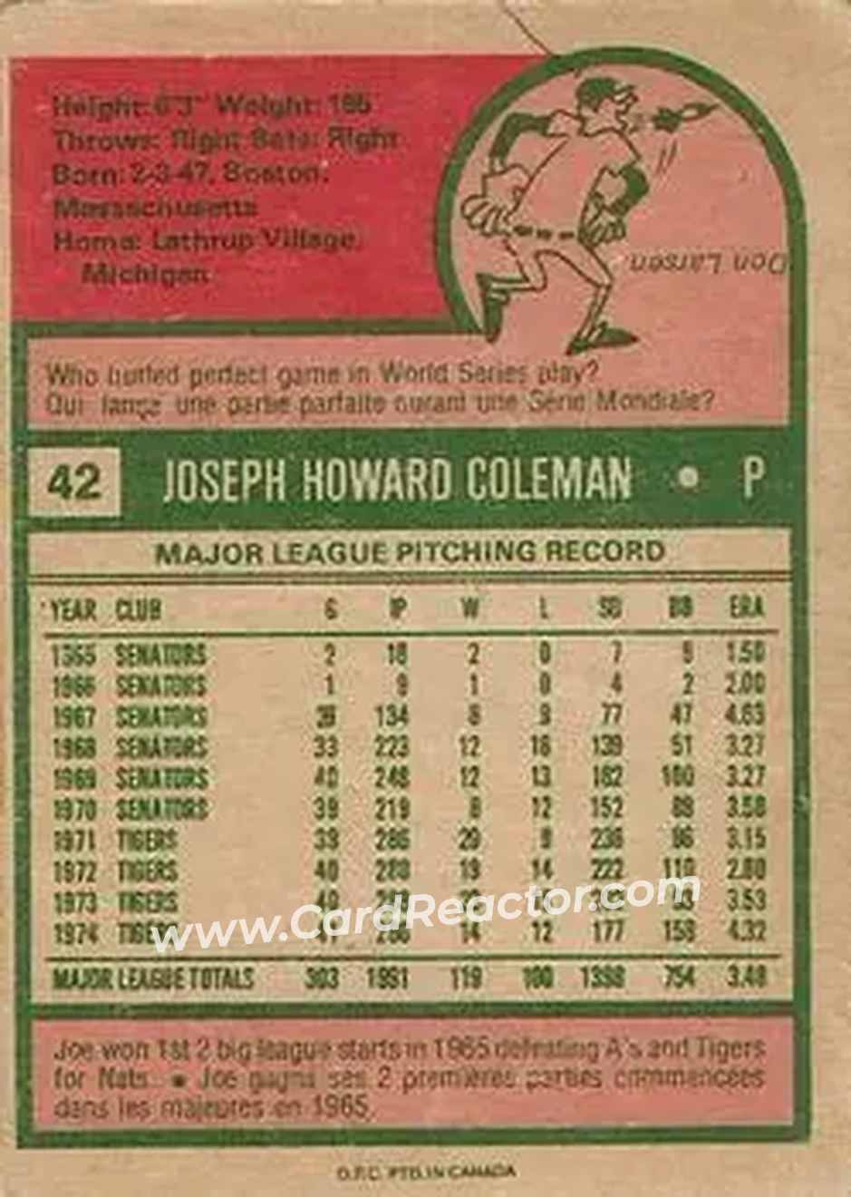 Back of Joe Coleman